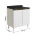 Balcao Com Tampo 2P 80 cm MDF Kali 12223 Bianco Toq Branco Uv Nicioli