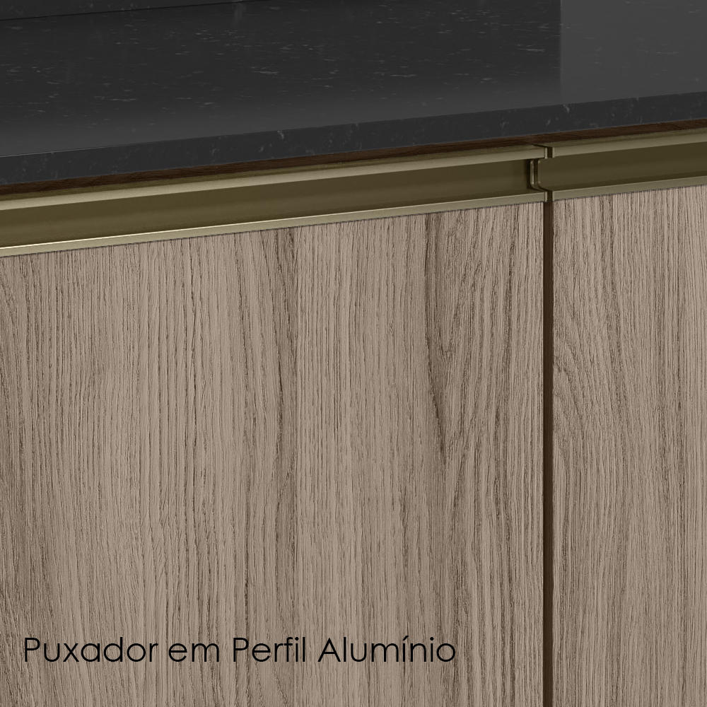 Balcao Com Tampo 2P 80 cm MDF Kali 12223 Carvalho Toq Carvalho Toq Nicioli