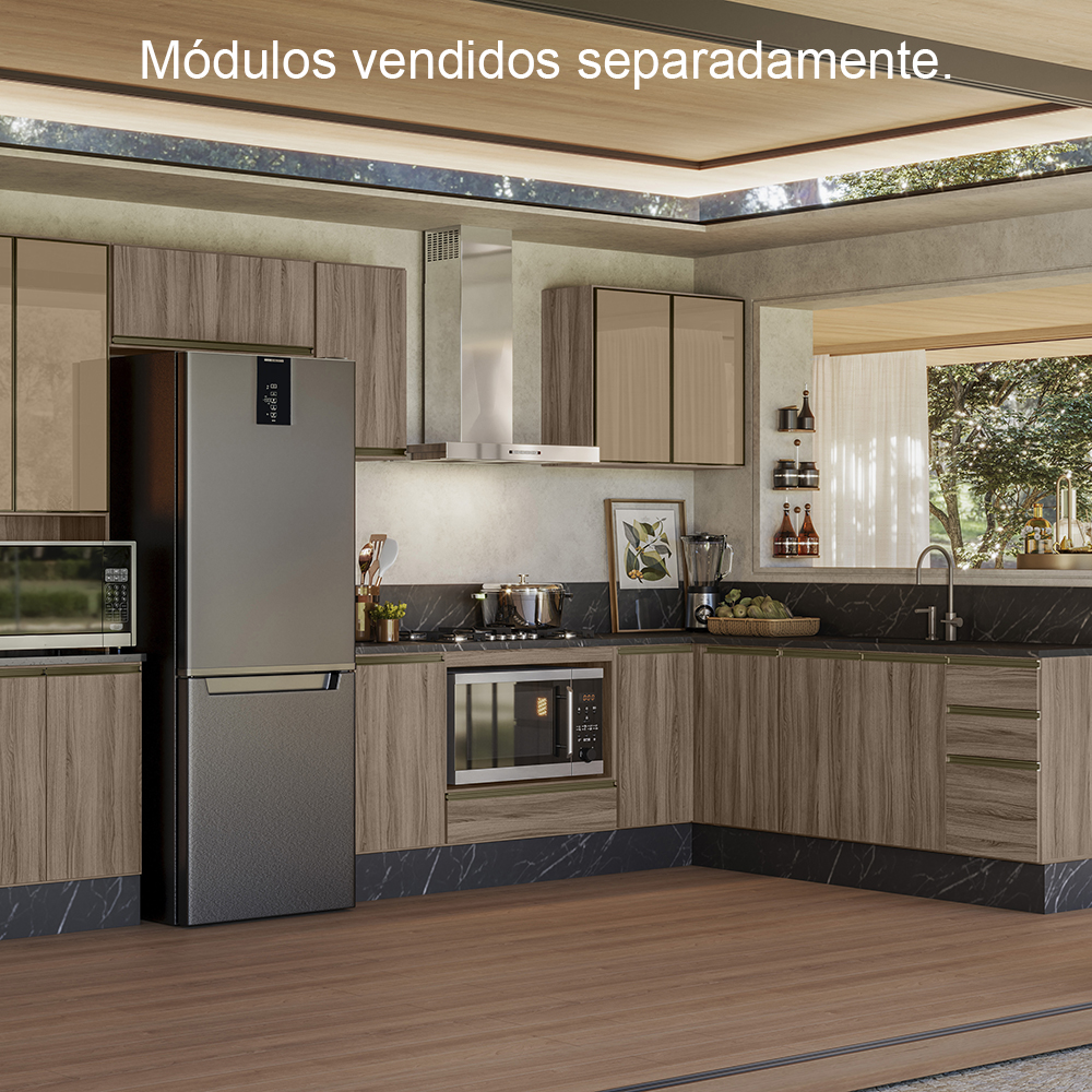 Balcao Com Tampo 2P 80 cm MDF Kali 12223 Carvalho Toq Carvalho Toq Nicioli