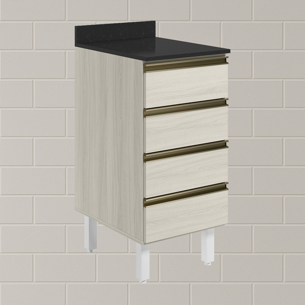 Balcao Com Tampo 4G 40 cm MDF Kali 16410 Bianco Toq Bianco Toq Nicioli