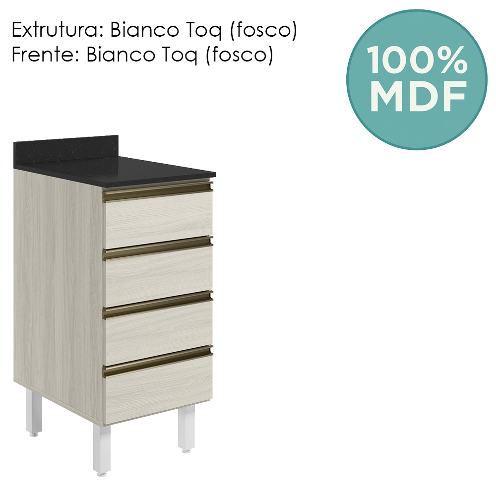 Balcao Com Tampo 4G 40 cm MDF Kali 16410 Bianco Toq Bianco Toq Nicioli