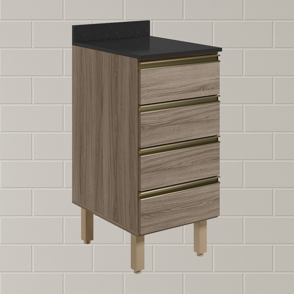 Balcao Com Tampo 4G 40 cm MDF Kali 16410 Carvalho Toq Carvalho Toq Nicioli