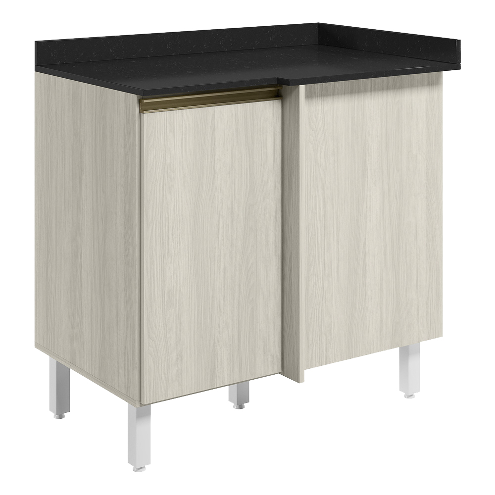 Balcao Com Tampo Canto Reto MDF Kali 12227 Bianco Toq Bianco Toq Nicioli