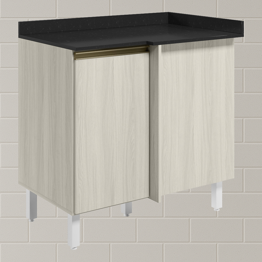 Balcao Com Tampo Canto Reto MDF Kali 12227 Bianco Toq Bianco Toq Nicioli