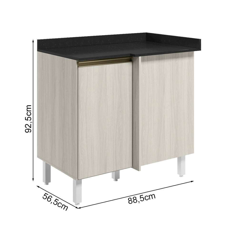 Balcao Com Tampo Canto Reto MDF Kali 12227 Bianco Toq Bianco Toq Nicioli