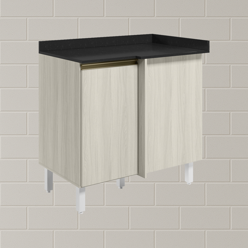 Balcao Com Tampo Canto Reto MDF Kali 12227 Bianco Toq Bianco Toq Nicioli