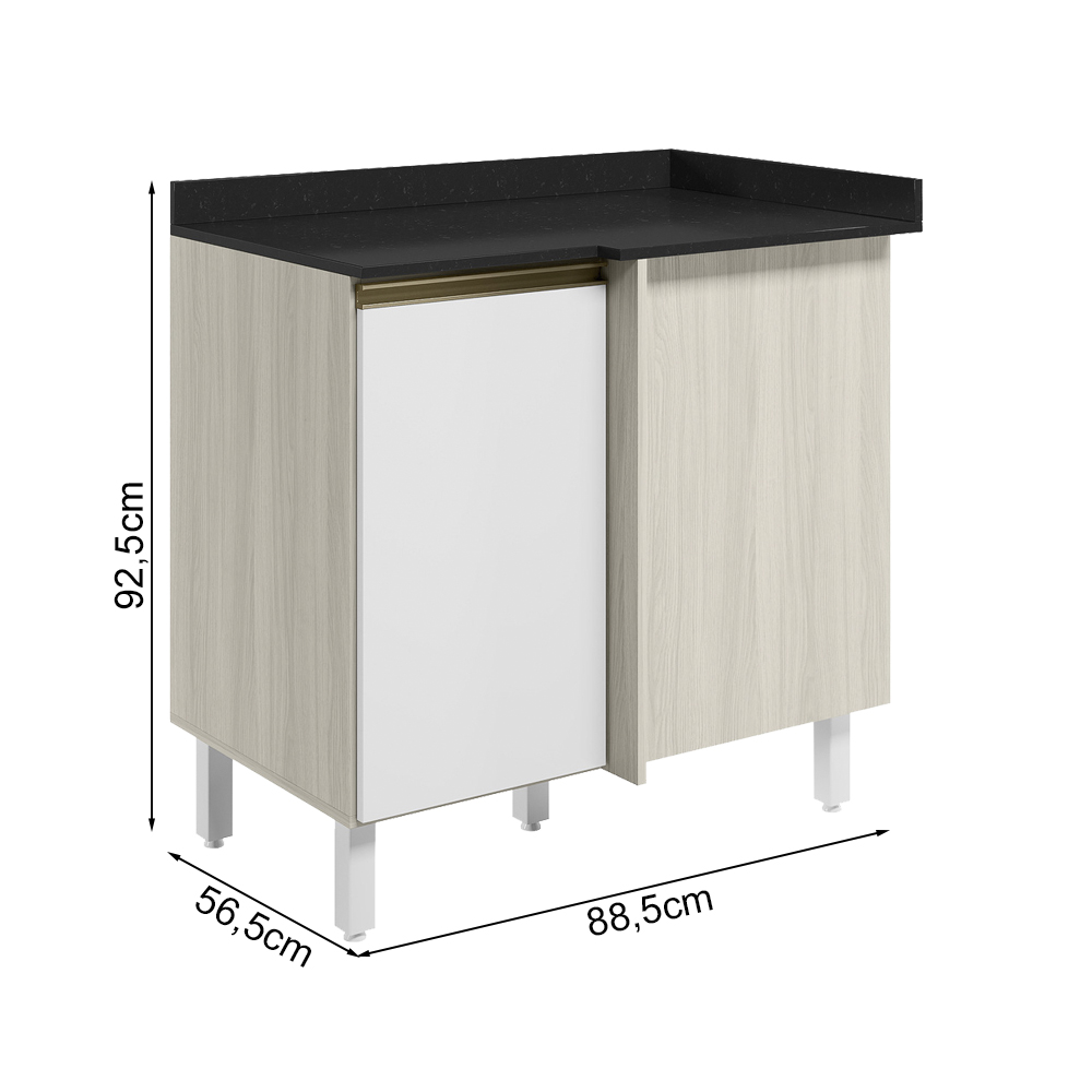 Balcao Com Tampo Canto Reto MDF Kali 12227 Bianco Toq Branco Uv Nicioli