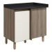 Balcao Com Tampo Canto Reto MDF Kali 12227 Carvalho Toq Off White Cetim Nicioli