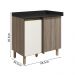 Balcao Com Tampo Canto Reto MDF Kali 12227 Carvalho Toq Off White Cetim Nicioli