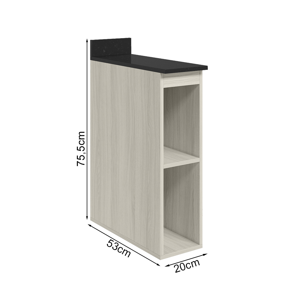 Balcao Nicho Com Tampo 20 cm MDF Kali 12216 Bianco Toq Nicioli