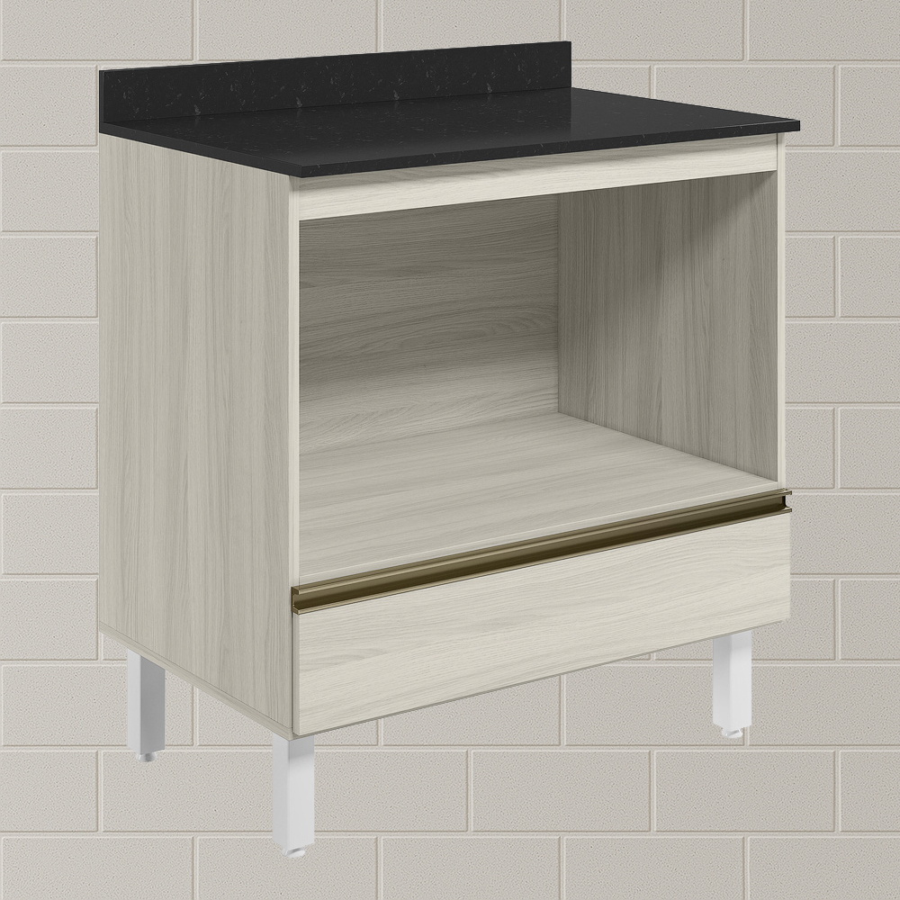 Balcao Nicho Forno 80cm MDF Kali 16406 Bianco Toq Bianco Toq Nicioli