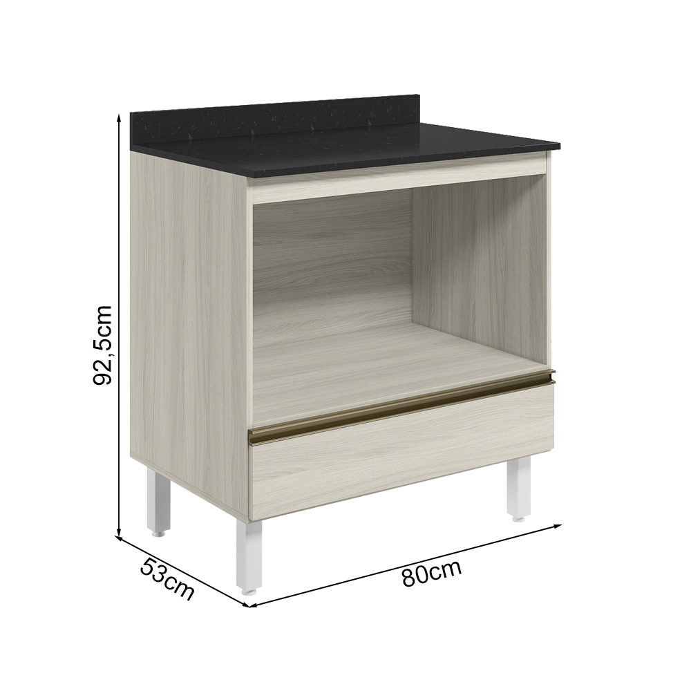 Balcao Nicho Forno 80cm MDF Kali 16406 Bianco Toq Bianco Toq Nicioli