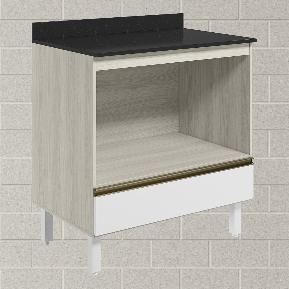 Balcao Nicho Forno 80cm MDF Kali 16406 Bianco Toq Branco Uv Nicioli
