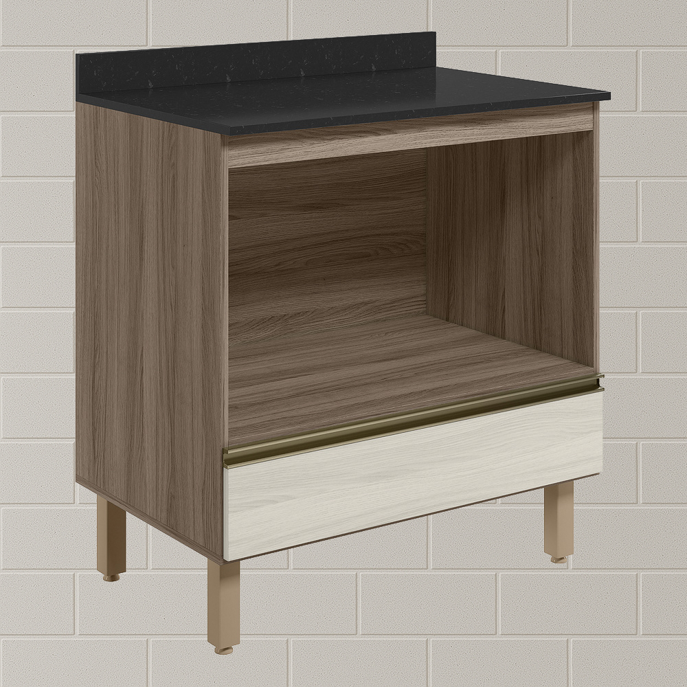 Balcao Nicho Forno 80cm MDF Kali 16406 Carvalho Toq Bianco Toq Nicioli