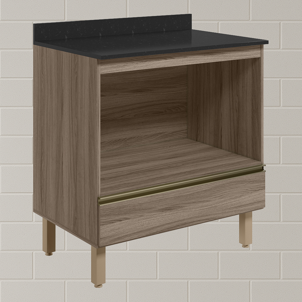 Balcao Nicho Forno 80cm MDF Kali 16406 Carvalho Toq Carvalho Toq Nicioli