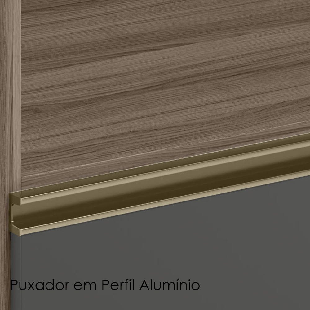 Balcao Nicho Forno 80cm MDF Kali 16406 Carvalho Toq Chumbo Nicioli