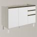 Balcao Para Pia 2P 3G 120cm MDF Kali 16417 Bianco Toq Branco Uv Nicioli