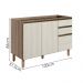 Balcao Para Pia 2P 3G 120cm MDF Kali 16417 Carvalho Toq Bianco Toq Nicioli