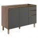 Balcao Para Pia 2P 3G 120cm MDF Kali 16417 Carvalho Toq Chumbo Nicioli