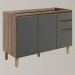 Balcao Para Pia 2P 3G 120cm MDF Kali 16417 Carvalho Toq Chumbo Nicioli