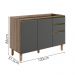 Balcao Para Pia 2P 3G 120cm MDF Kali 16417 Carvalho Toq Chumbo Nicioli