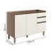 Balcao Para Pia 2P 3G 120cm MDF Kali 16417 Carvalho Toq Off White Cetim Nicioli