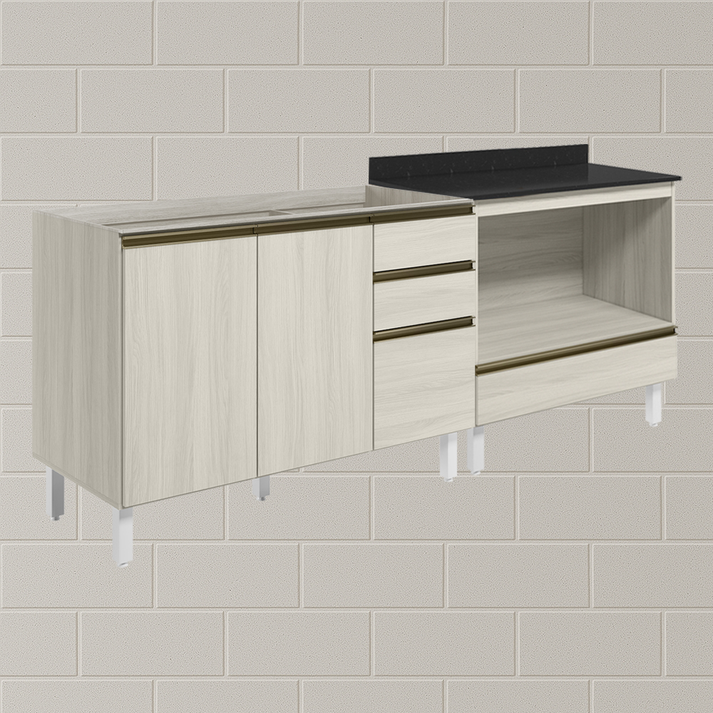 Balcao Pia e Balcao Forno MDF Kali Bianco Toq Bianco Toq Nicioli