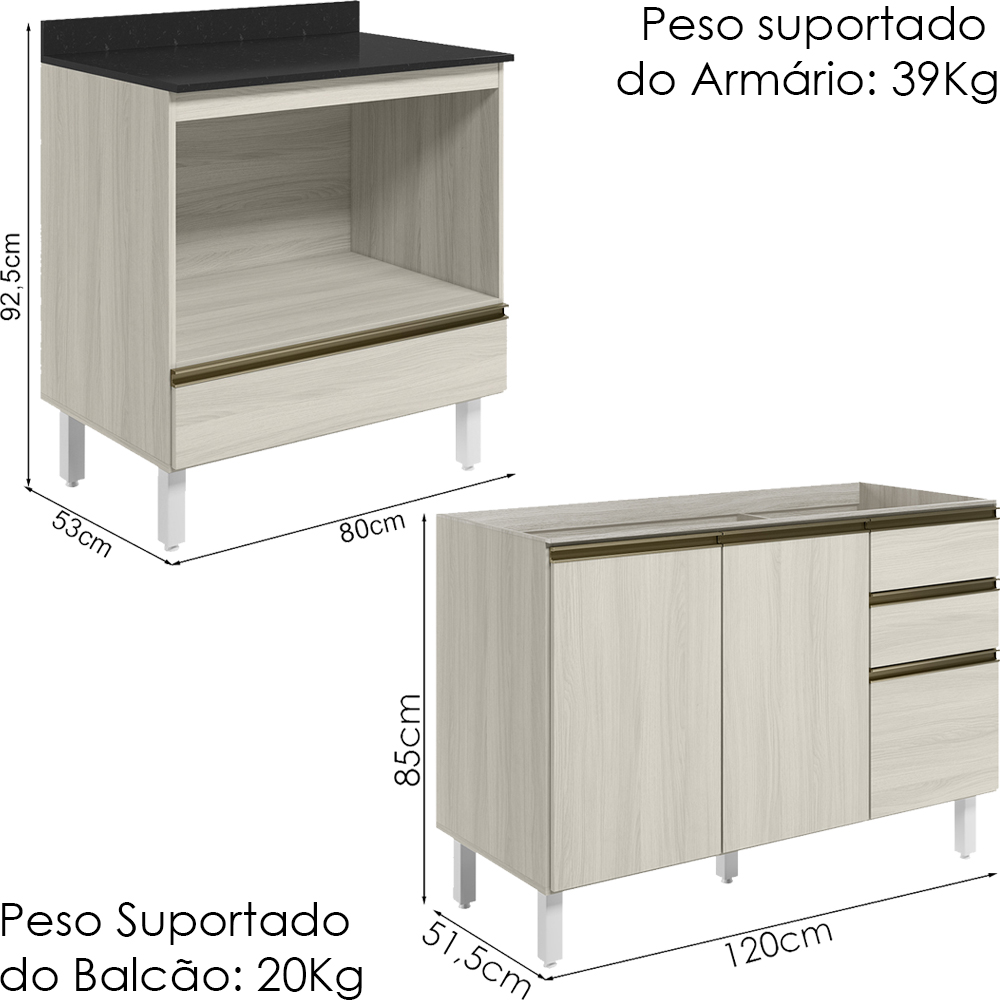 Balcao Pia e Balcao Forno MDF Kali Bianco Toq Bianco Toq Nicioli