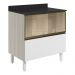Balcao Tampo 2G Vidro 80cm MDF Kali 16415 Bianco Toq Branco Uv Nicioli