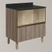 Balcao Tampo 2G Vidro 80cm MDF Kali 16415 Carvalho Toq Carvalho Toq Nicioli