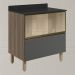 Balcao Tampo 2G Vidro 80cm MDF Kali 16415 Carvalho Toq Chumbo Nicioli