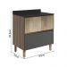 Balcao Tampo 2G Vidro 80cm MDF Kali 16415 Carvalho Toq Chumbo Nicioli