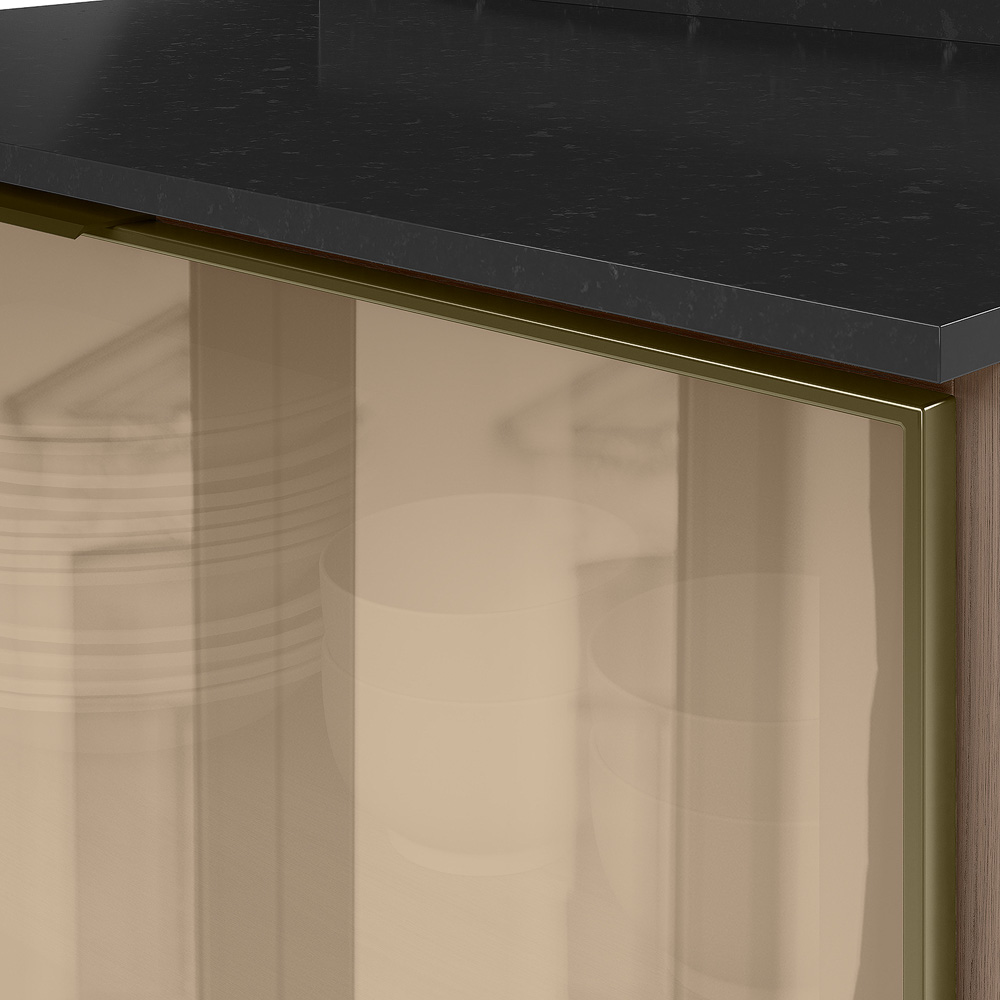 Balcao Tampo 2G Vidro 80cm MDF Kali 16415 Carvalho Toq Chumbo Nicioli