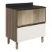Balcao Tampo 2G Vidro 80cm MDF Kali 16415 Carvalho Toq Off White Cetim Nicioli