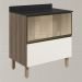 Balcao Tampo 2G Vidro 80cm MDF Kali 16415 Carvalho Toq Off White Cetim Nicioli