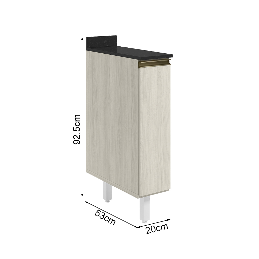 Balcao com Tampo 1P 20cm MDF Kali 16796 Bianco Toq Bianco Toq Nicioli