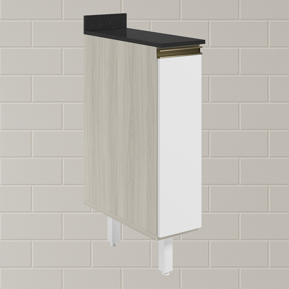 Balcao com Tampo 1P 20cm MDF Kali 16796 Bianco Toq Branco Uv Nicioli