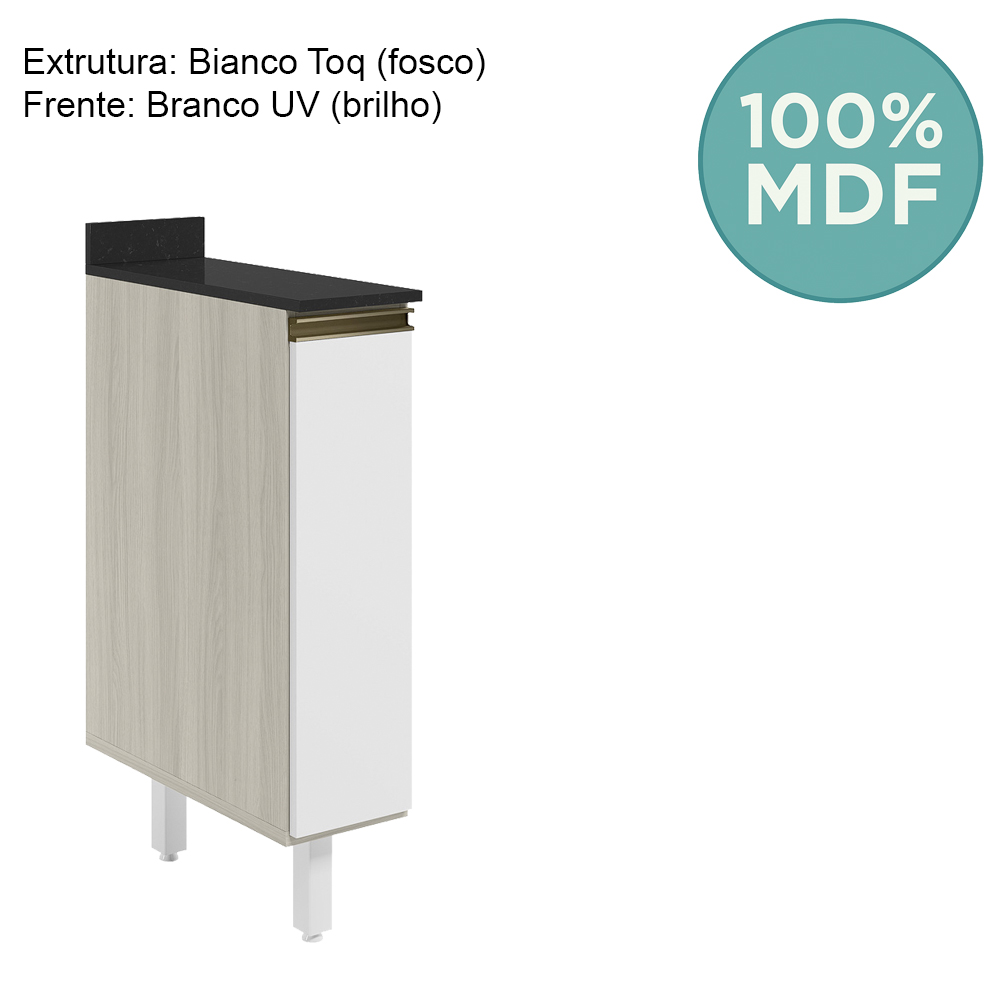 Balcao com Tampo 1P 20cm MDF Kali 16796 Bianco Toq Branco Uv Nicioli