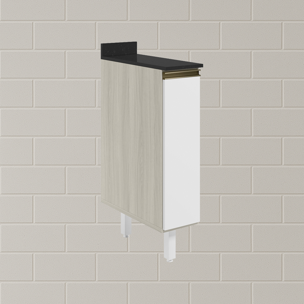 Balcao com Tampo 1P 20cm MDF Kali 16796 Bianco Toq Branco Uv Nicioli