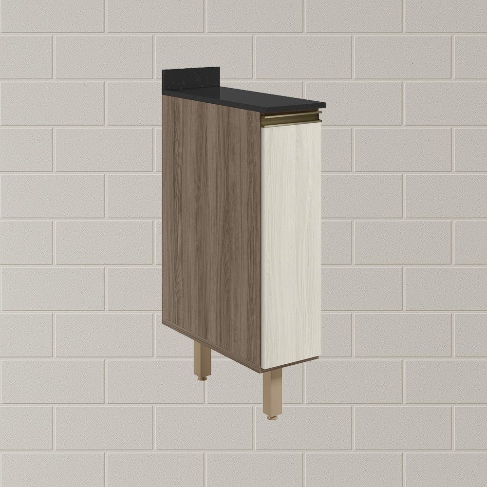 Balcao com Tampo 1P 20cm MDF Kali 16796 Carvalho Toq Bianco Toq Nicioli