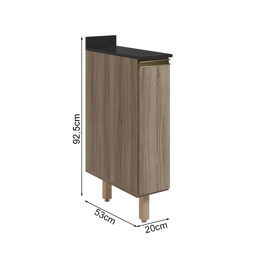Balcao com Tampo 1P 20cm MDF Kali 16796 Carvalho Toq Carvalho Toq Nicioli