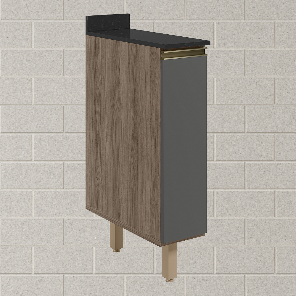 Balcao com Tampo 1P 20cm MDF Kali 16796 Carvalho Toq Chumbo Nicioli