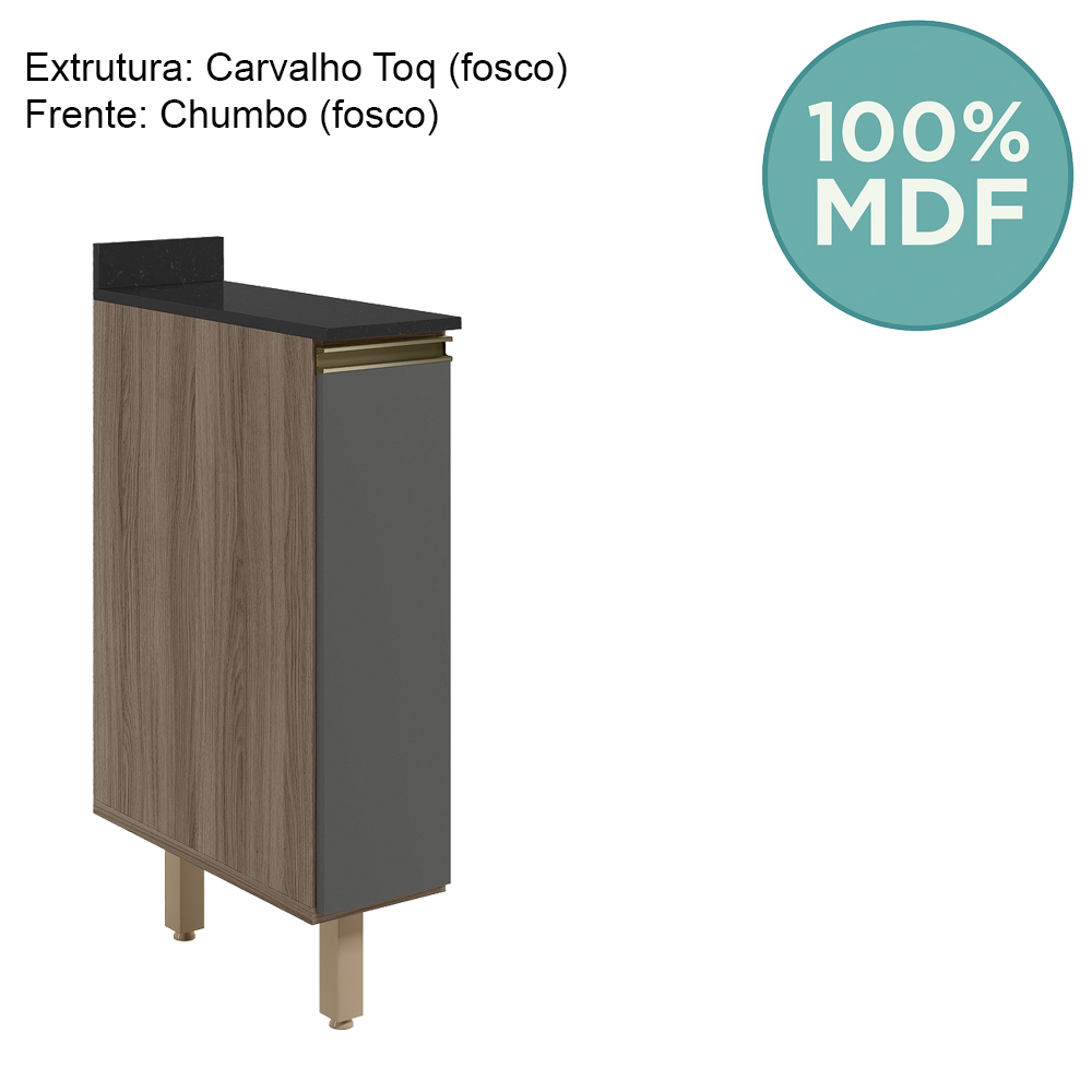 Balcao com Tampo 1P 20cm MDF Kali 16796 Carvalho Toq Chumbo Nicioli
