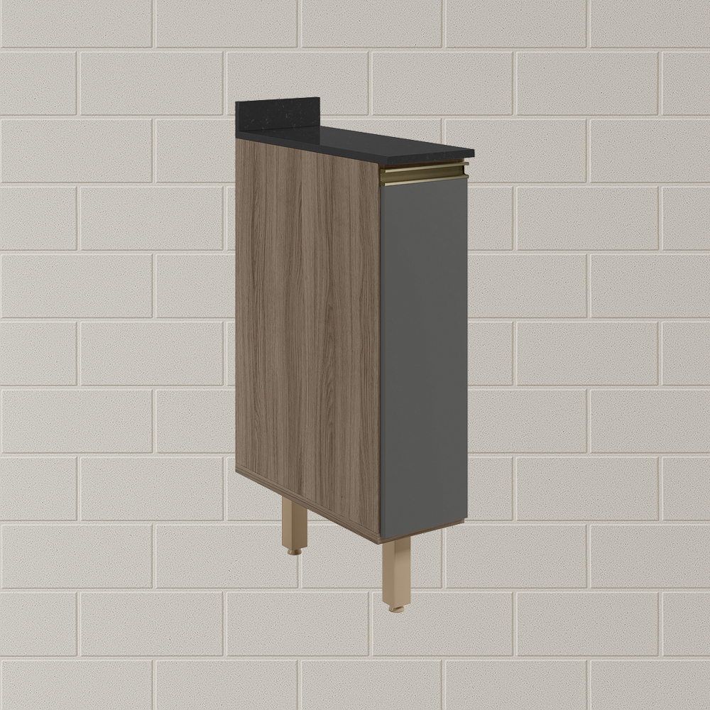 Balcao com Tampo 1P 20cm MDF Kali 16796 Carvalho Toq Chumbo Nicioli