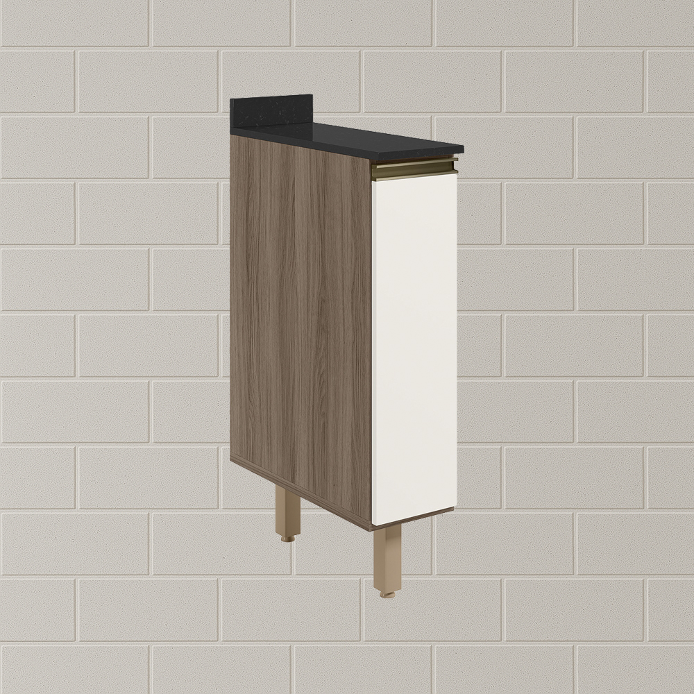 Balcao com Tampo 1P 20cm MDF Kali 16796 Carvalho Toq Off White Cetim Nicioli