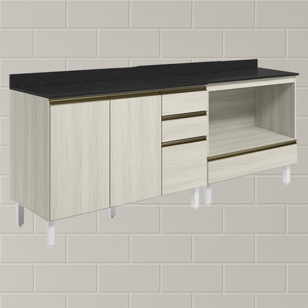 Balcao com Tampo e Balcao Forno MDF Kali Bianco Toq Bianco Toq Nicioli