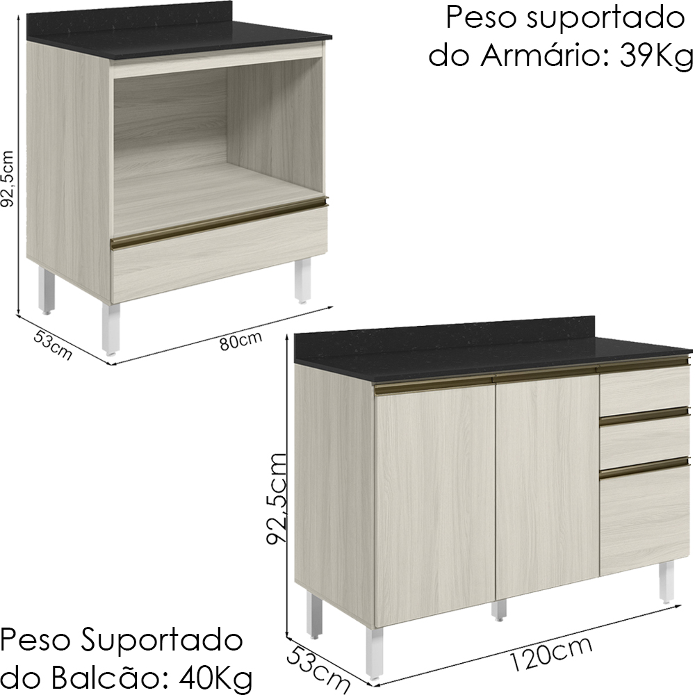 Balcao com Tampo e Balcao Forno MDF Kali Bianco Toq Bianco Toq Nicioli