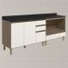 Balcao com Tampo e Balcao Forno MDF Kali Carvalho Toq Off White Cetim Nicioli