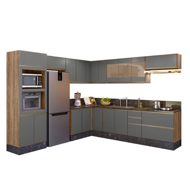 Cozinha Modulada 11 PÇs MDF Kali Carv/Chmb Nicioli