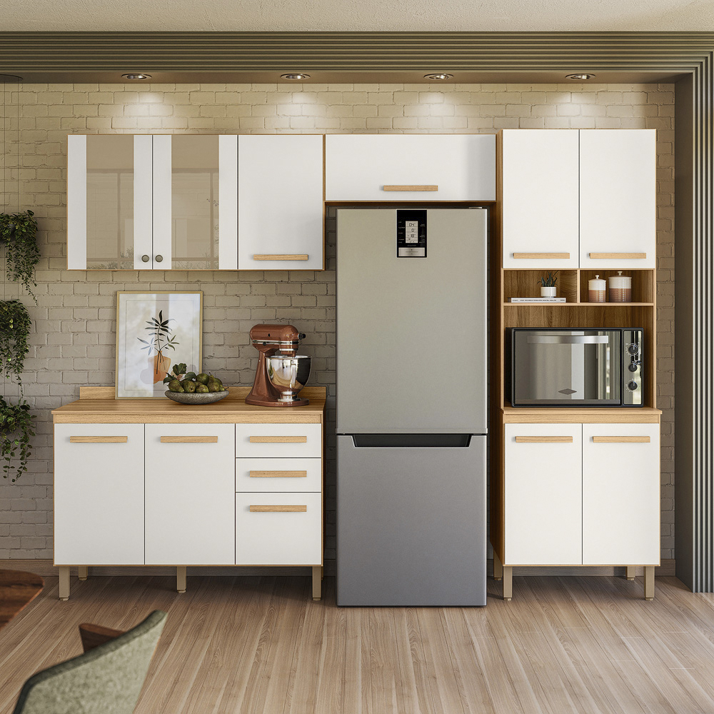 Cozinha Modulada 4 Peças 17009 Freijo Off White Cristal Nicioli